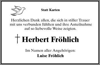 Anzeige  Herbert Fröhlich  Lippische Landes-Zeitung