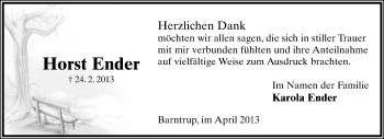 Anzeige  Horst Ender  Lippische Landes-Zeitung