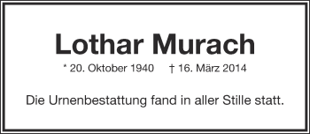 Anzeige  Lothar Murach  Lippische Landes-Zeitung