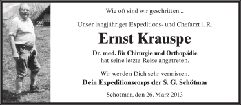 Anzeige  Ernst Krauspe  Lippische Landes-Zeitung
