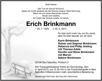 Anzeige  Erich Brinkmann  Lippische Landes-Zeitung