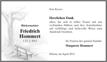 Anzeige  Friedrich Hommert  Lippische Landes-Zeitung