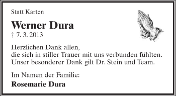 Anzeige  Werner Dura  Lippische Landes-Zeitung