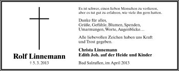 Anzeige  Rolf Linnemann  Lippische Landes-Zeitung