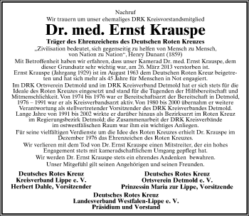 Anzeige  Ernst Krauspe  Lippische Landes-Zeitung