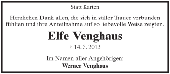 Anzeige  Elfe Venghaus  Lippische Landes-Zeitung