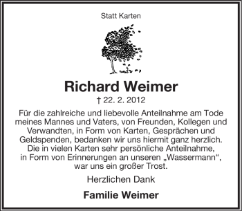 Anzeige  Richard Weimer  Lippische Landes-Zeitung