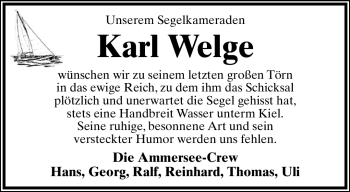 Anzeige  Karl Welge  Lippische Landes-Zeitung