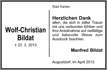 Anzeige  Wolf-Christian Bildat  Lippische Landes-Zeitung
