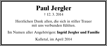 Anzeige  Paul Jergler  Lippische Landes-Zeitung
