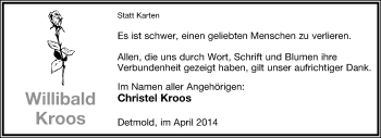 Anzeige  Willibald Kroos  Lippische Landes-Zeitung