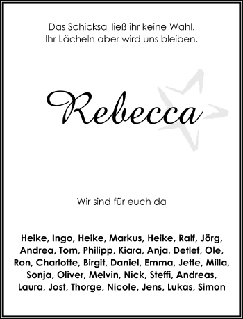 Anzeige  Rebecca Klatt  Lippische Landes-Zeitung