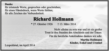 Anzeige  Richard Hollmann  Lippische Landes-Zeitung