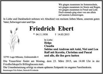 Anzeige  Friedrich Ebert  Lippische Landes-Zeitung