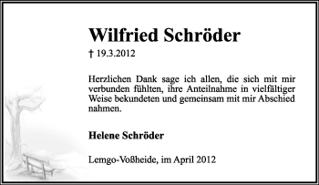 Anzeige  Wilfried Schröder  Lippische Landes-Zeitung