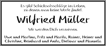 Anzeige  Wilfried Müller  Lippische Landes-Zeitung