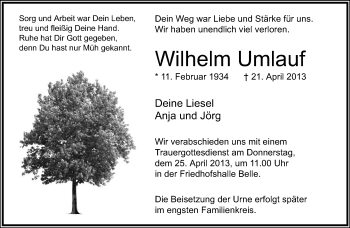Anzeige  Wilhelm Umlauf  Lippische Landes-Zeitung