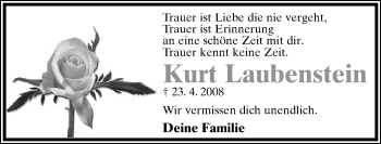 Anzeige  Kurt Laubenstein  Lippische Landes-Zeitung