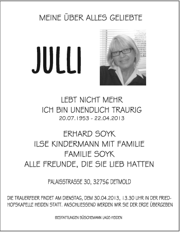 Anzeige  Julli   Lippische Landes-Zeitung