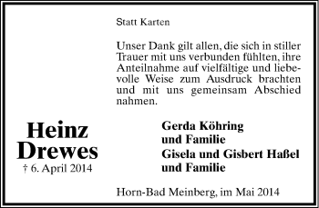 Anzeige  Heinrz Drewes  Lippische Landes-Zeitung
