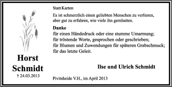 Anzeige  Horst Schmidt  Lippische Landes-Zeitung