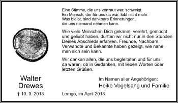 Anzeige  Walter Drewes  Lippische Landes-Zeitung