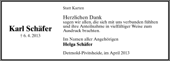 Anzeige  Karl Schäfer  Lippische Landes-Zeitung