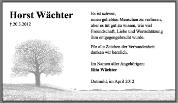 Anzeige  Horst Wächter  Lippische Landes-Zeitung