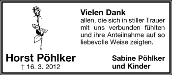 Anzeige  Horst Pöhlker  Lippische Landes-Zeitung