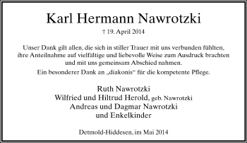 Anzeige  Karl Hermann Nawrotzki  Lippische Landes-Zeitung