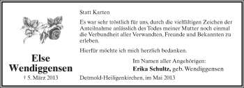 Anzeige  Else Wendiggensen  Lippische Landes-Zeitung