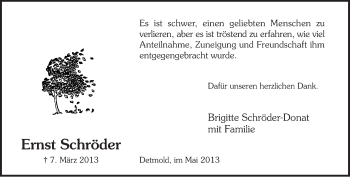 Anzeige  Ernst Schröder  Lippische Landes-Zeitung