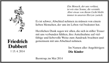 Anzeige  Friedrich Dubbert  Lippische Landes-Zeitung