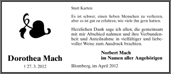 Anzeige  Dorothea Mach  Lippische Landes-Zeitung
