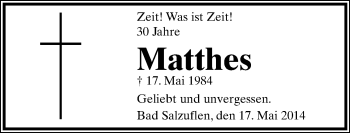 Anzeige  Matthes   Lippische Landes-Zeitung