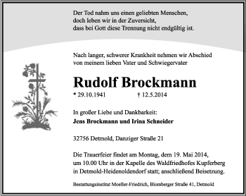 Anzeige  Rudolf Brockmann  Lippische Landes-Zeitung