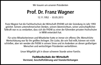 Anzeige  Franz Wagner  Lippische Landes-Zeitung