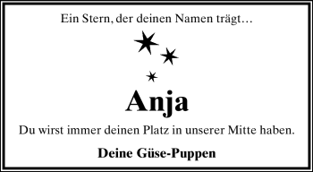 Anzeige  Anja   Lippische Landes-Zeitung