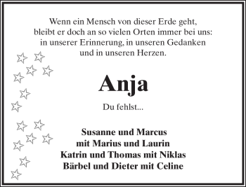 Anzeige  Anja   Lippische Landes-Zeitung