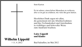 Anzeige  Wilhelm Lippold  Lippische Landes-Zeitung