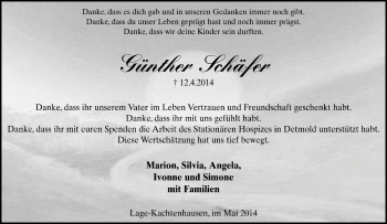Anzeige  Günther Schäfer  Lippische Landes-Zeitung