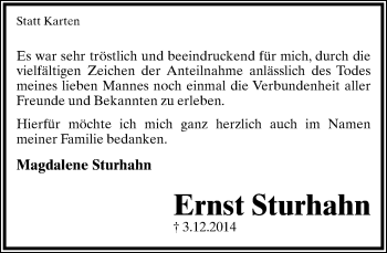 Anzeige  Ernst Sturhahn  Lippische Landes-Zeitung