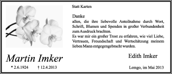 Anzeige  Martin Imker  Lippische Landes-Zeitung