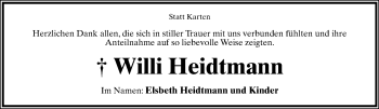 Anzeige  Willi Heidtmann  Lippische Landes-Zeitung