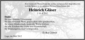 Anzeige  Heinrich Gläser  Lippische Landes-Zeitung