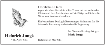 Anzeige  Heinrich Jungk  Lippische Landes-Zeitung