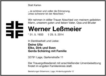 Anzeige  Wermer Leßmeier  Lippische Landes-Zeitung