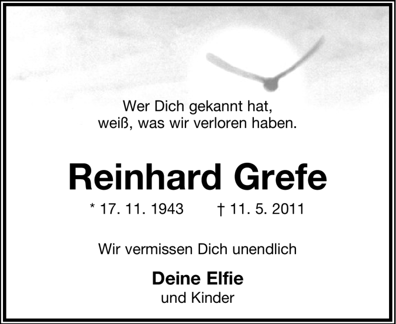  Traueranzeige für Reinhard Grefe vom 11.05.2012 aus Lippische Landes-Zeitung