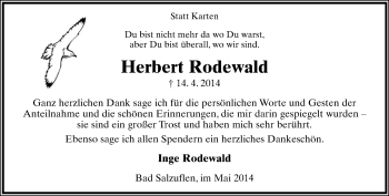 Anzeige  Herbert Rodewald  Lippische Landes-Zeitung
