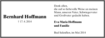 Anzeige  Bernhard Hoffmann  Lippische Landes-Zeitung